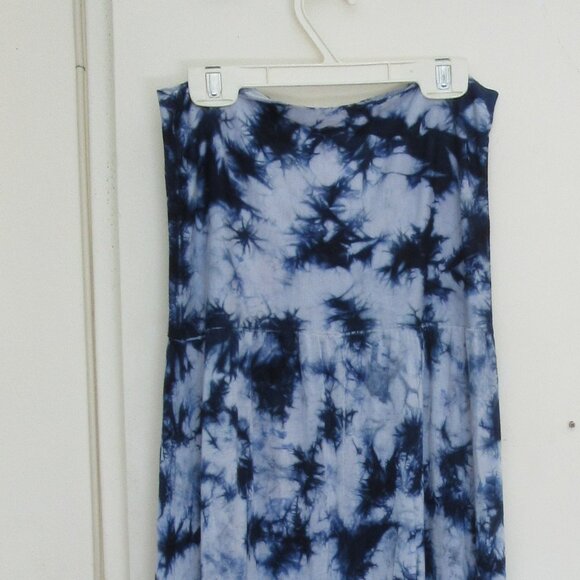 Philosophy Maxi Dress - Strapless - Soft Comfy - Tie Dye Pattern (Blue White) - Picture 3 of 7